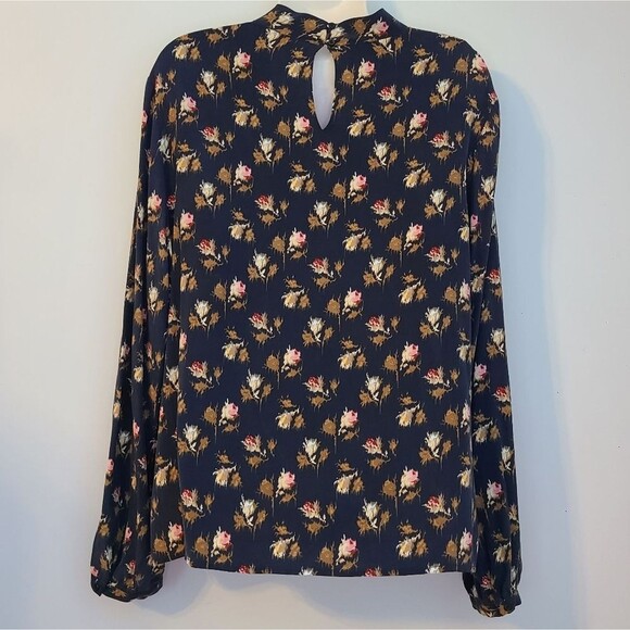 Pendleton Womens L Silk Blue Floral Roses Blouse Fairy Feminine Bloomcore Party - Picture 2 of 14